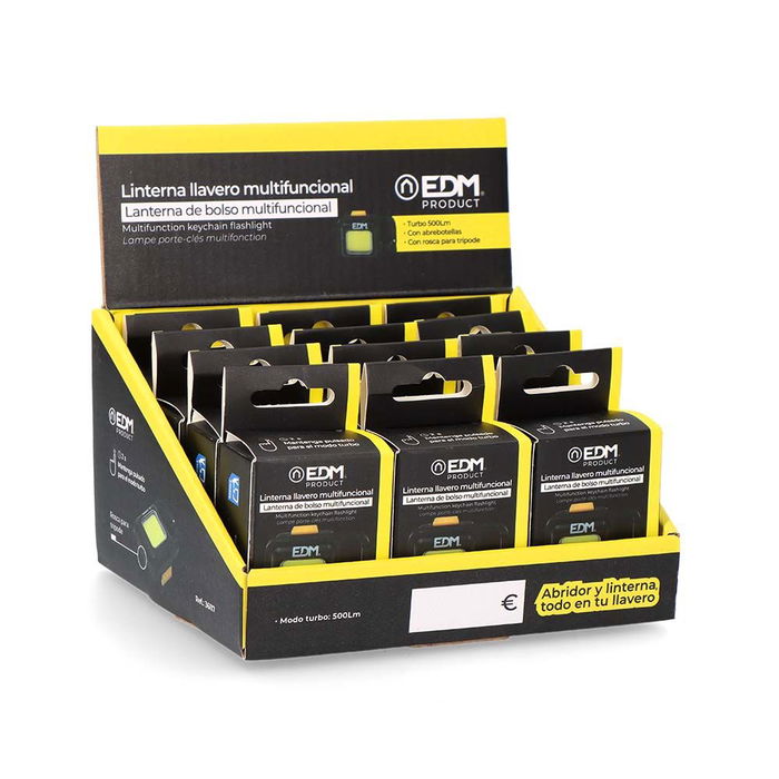 Edm Linterna Llavero Multifuncional COB 6W, Aluminio, IP44, 4 Modos Luz, 500lm Turbo, 45x21.5x62mm Edm Linterna Llavero Multifuncional COB 6W, Aluminio, IP44, 4 Modos Luz, 500lm Turbo, 45x21.5x62mm