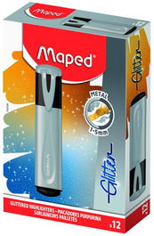 Marcador Fluor Maped Fluo Glitter Plata