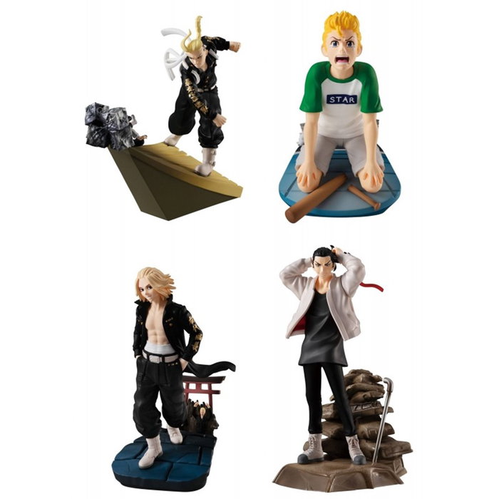 MEGAHOUSE Expositor 4 figuras Petitrama Tokyo Revengers Series Toman Heroic Scenes 8cm