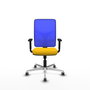 PIQUERAS Y CRESPO Silla de oficina Motilla con mecanismo Sincro, asiento amarillo y respaldo azul
