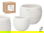 Ibergarden Set de 2 Macetas Rayadas en Blanco, Modelo de 19 cm y 25 cm, Cerámica, 24.5x24.5x20 cm y 18.5x18.5x14.5 cm (Set de 2)