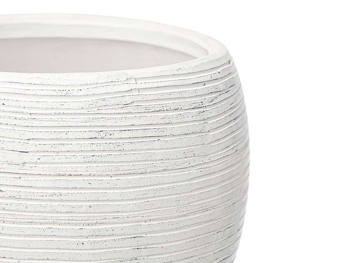 Ibergarden Set de 2 Macetas Rayadas en Blanco, Modelo de 19 cm y 25 cm, Cerámica, 24.5x24.5x20 cm y 18.5x18.5x14.5 cm (Set de 2)