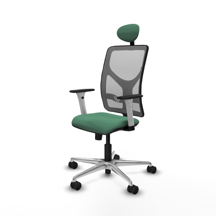 PIQUERAS Y CRESPO Silla de oficina Motilla con mecanismo Sincro, Verde esmeralda y Gris