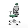 PIQUERAS Y CRESPO Silla de oficina Motilla con mecanismo Sincro, Verde esmeralda y Gris