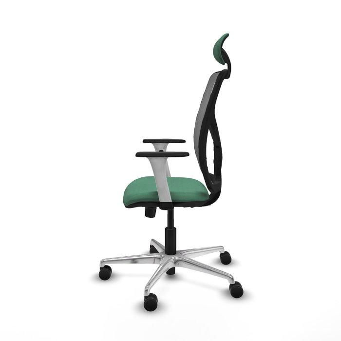 PIQUERAS Y CRESPO Silla de oficina Motilla con mecanismo Sincro, Verde esmeralda y Gris