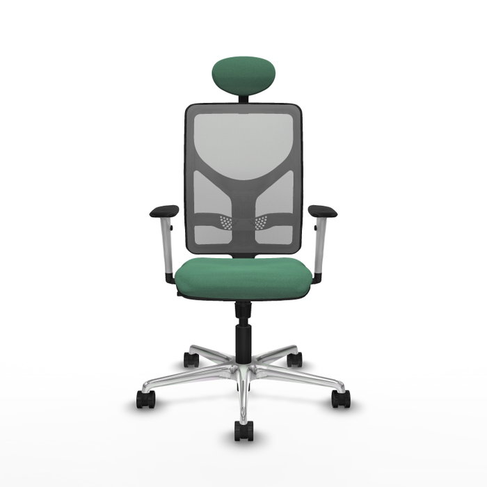PIQUERAS Y CRESPO Silla de oficina Motilla con mecanismo Sincro, Verde esmeralda y Gris