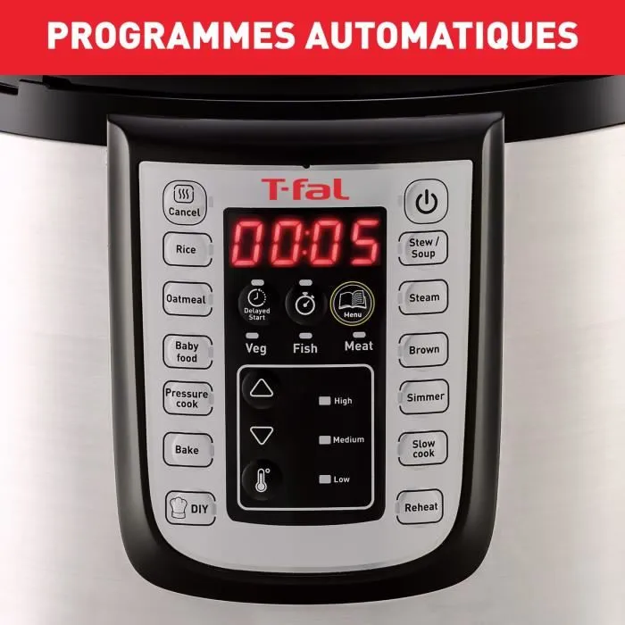 TEFAL CY505E10 Fast&Delicious Multicooker, 25 programas, Cocción a presión, Tecnología de presión segura, Hasta 6 personas TEFAL CY505E10 Fast&Delicious Multicooker, 25 programas, Cocción a presión, Tecnología de presión segura, Hasta 6 personas