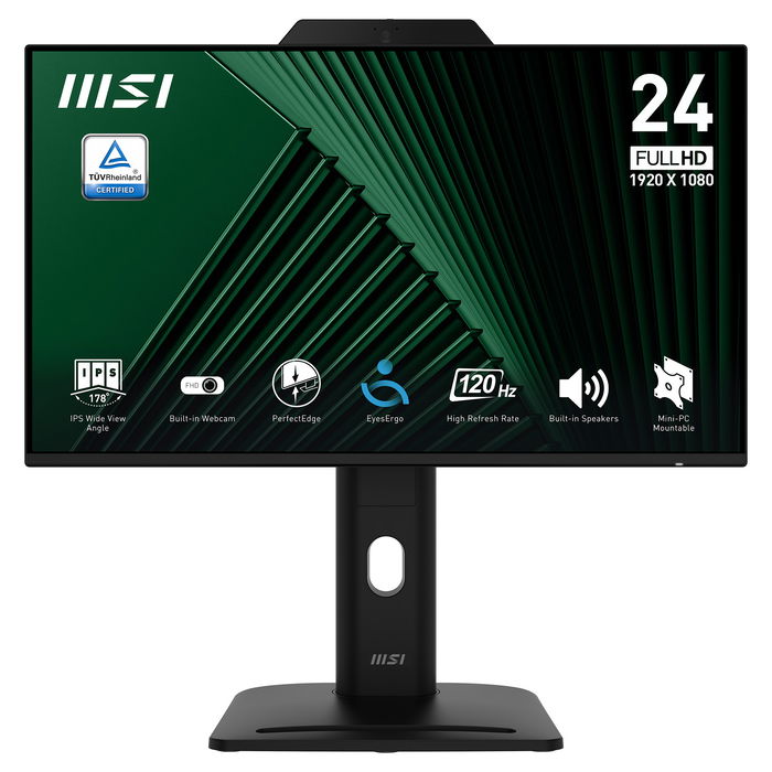 MSI Pro MP242PMGDE - Monitor 24" (60,5 cm / 23.8") IPS Full HD 1920x1080, 120 Hz, 1ms (MPRT), 115% sRGB, USB-C Hub, Altavoces, Webcam, VESA
