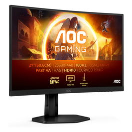 AOC CQ27G4X Monitor Gaming Curvo 27" QHD 2560x1440 Fast VA 180Hz 0.5ms MPRT HDR10, FreeSync, HDMI, DisplayPort, Negro