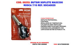BUTSIR MAXX300 Soplete con Rosca 7/16