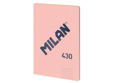 Milán Cuaderno A4 Encolado 48 Hojas Cuadriculadas Rosa Serie 430