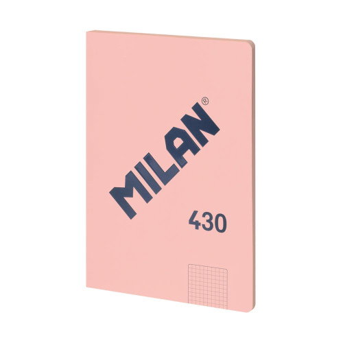 Milán Cuaderno A4 Encolado 48 Hojas Cuadriculadas Rosa Serie 430