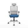 PIQUERAS Y CRESPO Silla de oficina Haches con mecanismo Sincro/Traslack, Azul claro y Blanco