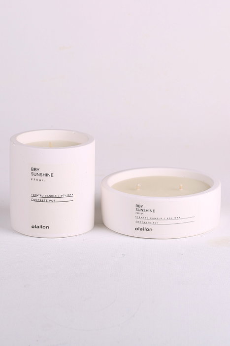Aberto Design Set de Velas de Hormigón Blanco con Esencia de Sándalo (2 Piezas)