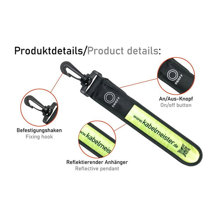 Kabelmeister Cinta de luz LED con parpadeo y reflectante, amarillo