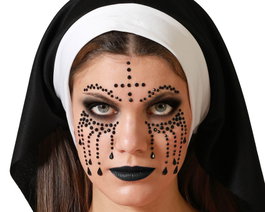 Atosa Joyas faciales adhesivas de monja diabólica con lágrimas negras