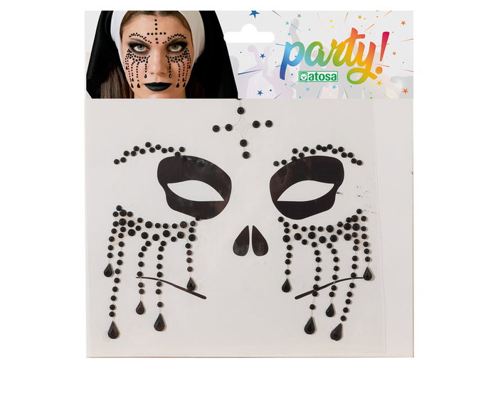 Atosa Joyas faciales adhesivas de monja diabólica con lágrimas negras