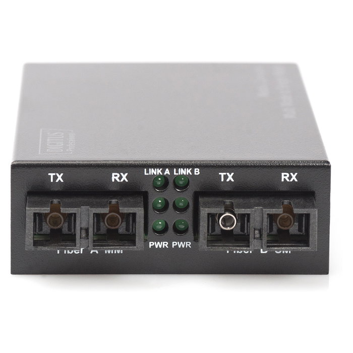 Digitus Convertidor de Medios Fast Ethernet SC/SC 100 Mbit/s 100BASE-FX Multimodo Monomodo 20km Negro