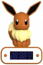 Teknofun Reloj Despertador con Lámpara LED Eevee Pokémon Digital Fecha Hora Temperatura Cable USB