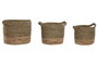 DKD Home Decor Set de 3 Cestas de Fibra Seagrass Natural 42x30x25 cm