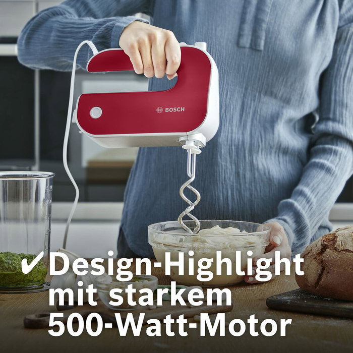 Bosch Batidora de mano Styline Colour MFQ40303 Rojo/Plata 500 W