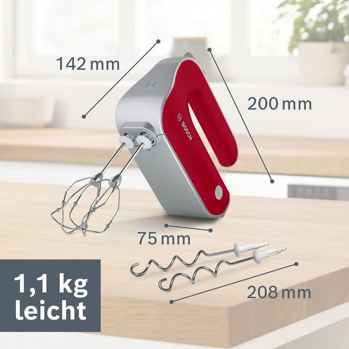 Bosch Batidora de mano Styline Colour MFQ40303 Rojo/Plata 500 W
