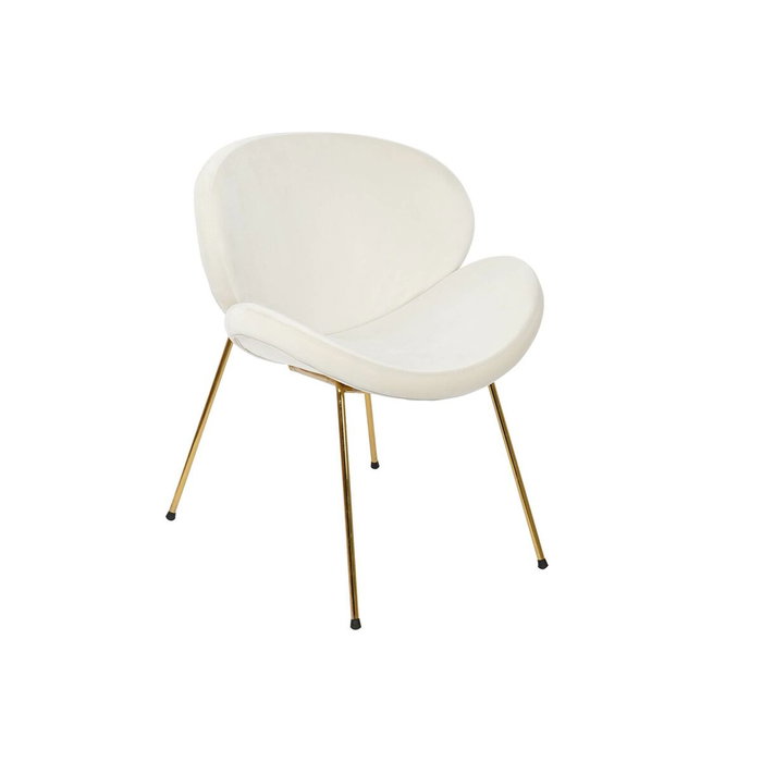 DKD Home Decor Silla de Comedor Terciopelo Blanco y Dorado JIETE POLYESTER
