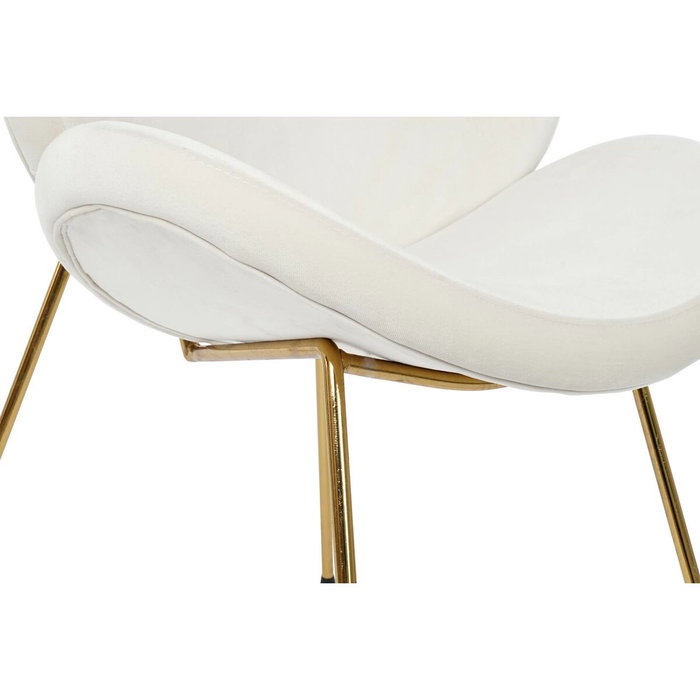 DKD Home Decor Silla de Comedor Terciopelo Blanco y Dorado JIETE POLYESTER