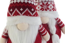 DKD Home Decor Figura Gnomo Rojo Blanco Poliester 11 x 42 x 16 cm (2 Unidades)