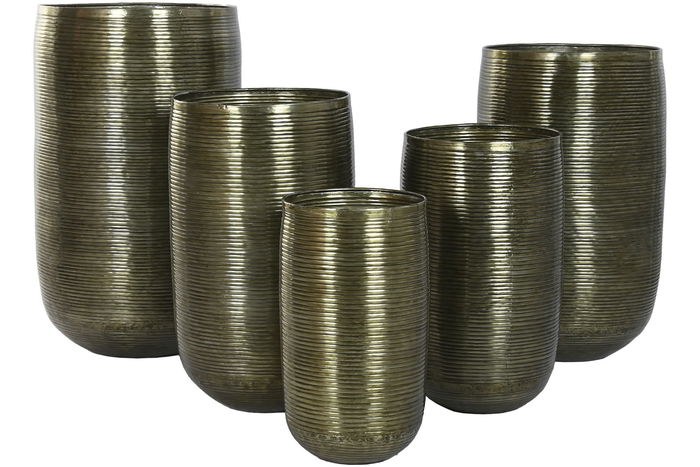 DKD Home Decor Macetero Moderno Cobre Aluminio Set de 5 Piezas 51.5 x 91 x 51.5 cm