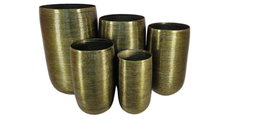 DKD Home Decor Set de 5 Maceteros de Aluminio Envejecido Cobre