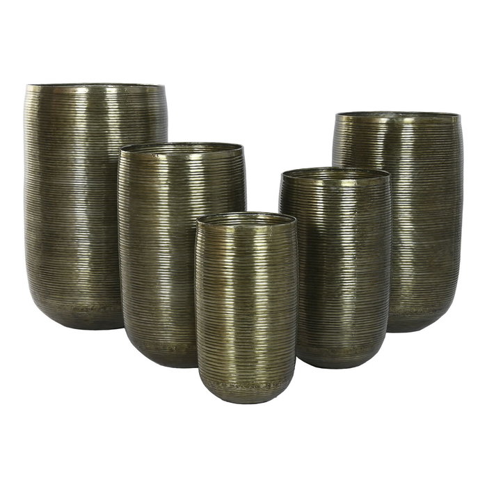 DKD Home Decor Set de 5 Maceteros de Aluminio Envejecido Cobre