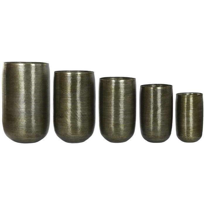 DKD Home Decor Set de 5 Maceteros de Aluminio Envejecido Cobre