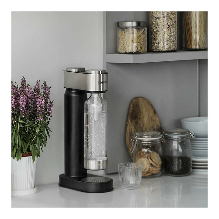 Philips GoZero ADD4902BK SodaStream Wassersprudler con Botella 1 L, Negro, Plástico, 124.5 x 239.5 x 423.5 mm