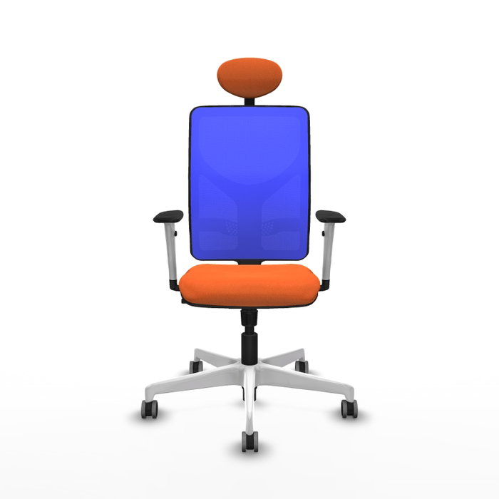 PIQUERAS Y CRESPO Silla de oficina Motilla con mecanismo Sincro, Tela Naranja y Malla Azul PIQUERAS Y CRESPO Silla de oficina Motilla con mecanismo Sincro, Tela Naranja y Malla Azul