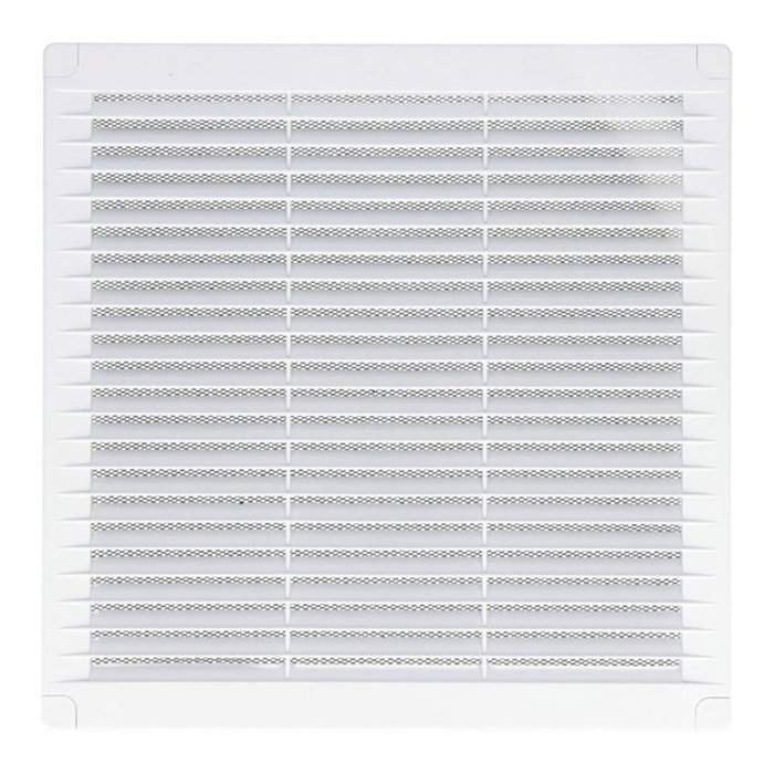 Edm Rejilla de ventilación cuadrada con tapones y mosquitera 100x100x7mm blanca