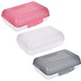 Cook Concept Fiambrera Doble Abertura Translúcida 1.2 L Apta Microondas Gris Blanco Rosa