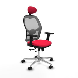 PIQUERAS Y CRESPO Silla de oficina Jorquera con mecanismo Sincro/Traslack, Rojo y Gris