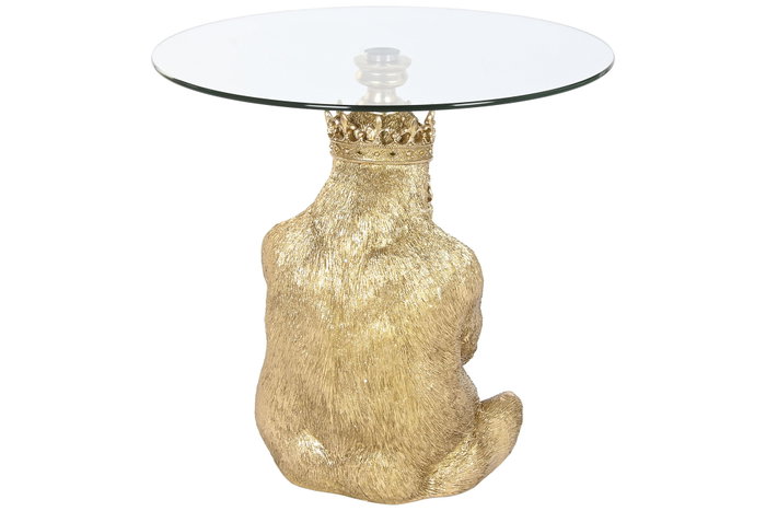 DKD Home Decor Mesita Auxiliar Gorila Resina y Cristal Dorado DKD Home Decor Mesita Auxiliar Gorila Resina y Cristal Dorado