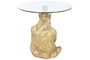 DKD Home Decor Mesita Auxiliar Gorila Resina y Cristal Dorado