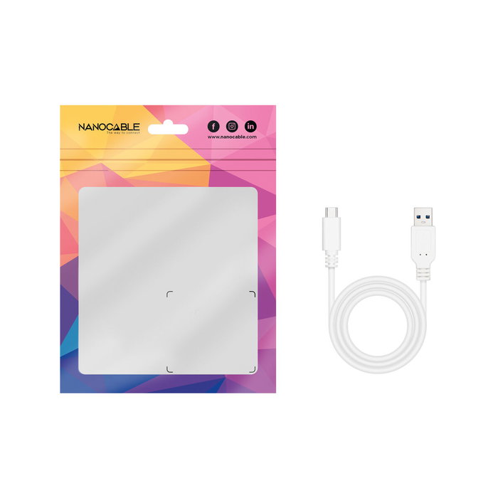 Nanocable Cable USB-C a USB-A 3.1 Gen2 10 Gbps, 1.5 m, Blanco
