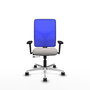 PIQUERAS Y CRESPO Silla de oficina Motilla con mecanismo Sincro/Traslack, Blanco y Azul