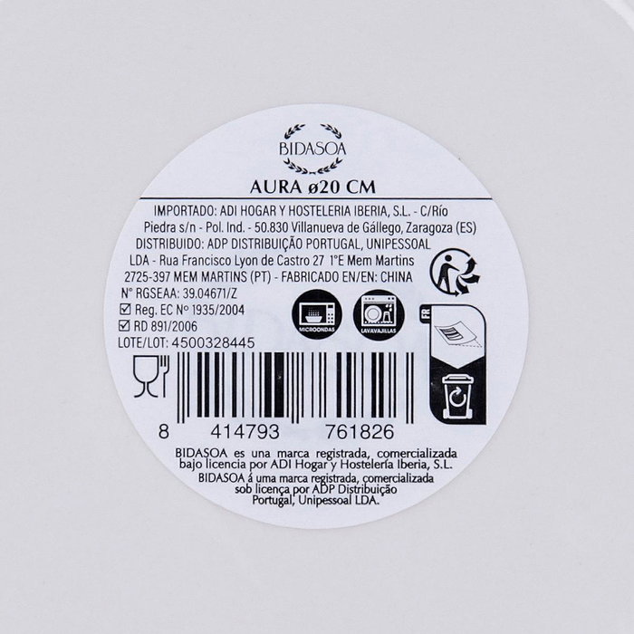 Bidasoa Plato Hondo Porcelana Aura 20 cm (12 Unidades) Blanco Bidasoa Plato Hondo Porcelana Aura 20 cm (12 Unidades) Blanco