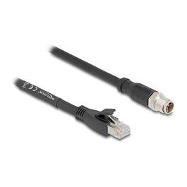 DeLOCK Cable de red M12 X-codificado 8 pines a RJ45 Cat.5e S/FTP 10 m Negro