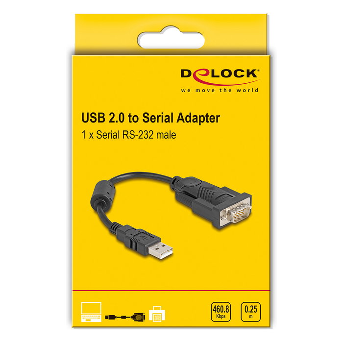 DeLOCK Adaptador USB 2.0 Tipo A a RS-232 D-Sub 9 pines 64276 con núcleo de ferrita