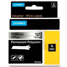 DYMO RHINO Cinta ID1-12 Negro/plata polyester