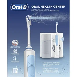 Oral-B Irrigador Bucal Dental OxyJet con Tecnología de Microburbujas, 5 Niveles de Presión y 4 Tipos de Chorro, Incluye 2 Cabezales OxyJet y 2 Water Jet