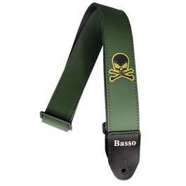 Correa Basso para Guitarra y Bajo Serie Serigrafiada Verde Calavera