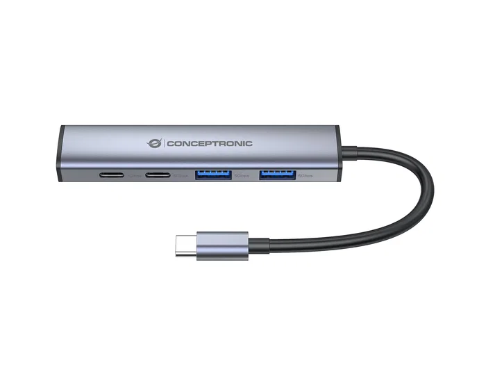 Conceptronic HUBBIES22G Hub USB 3.2 Gen 1 Type-C con 5 puertos y 100W PD Gris Conceptronic HUBBIES22G Hub USB 3.2 Gen 1 Type-C con 5 puertos y 100W PD Gris