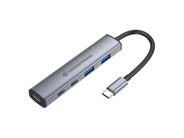 Conceptronic HUBBIES22G Hub USB 3.2 Gen 1 Type-C con 5 puertos y 100W PD Gris